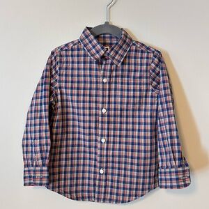 Janie and Jack Plaid Kids Shirt - Burnt Orange and Blue